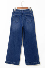 Sail Blue Wide Leg Pocketed High Waist Jeans Jeans JT's Designer Fashion