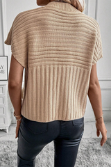 Light French Beige Rib Knitted Batwing Sleeve Sweater Top Sweaters & Cardigans JT's Designer Fashion