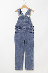 Sail Blue Denim Bib Straight Leg Jumpsuit with Pockets Jumpsuits & Rompers JT's Designer Fashion