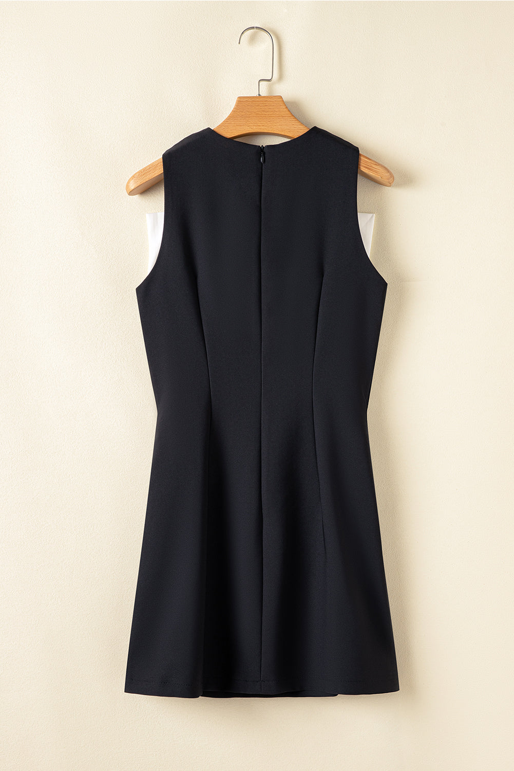 Black Contrast Bowknot Applique Crew Neck Sleeveless Mini Dress Mini Dresses JT's Designer Fashion