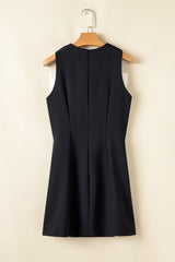 Black Contrast Bowknot Applique Crew Neck Sleeveless Mini Dress Mini Dresses JT's Designer Fashion