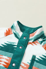 Multicolour Western Aztec Snap Buttoned Fleece Jacket Jackets JT's Designer Fashion