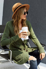 Green Front Pocket and Buttons Closure Cardigan Sweaters & Cardigans JT's Designer Fashion