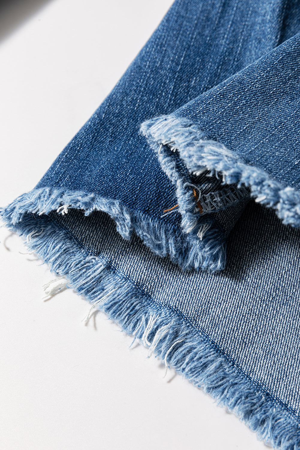 Sail Blue High Waist Button Fly Seamed Raw Hem Flare Jeans Jeans JT's Designer Fashion