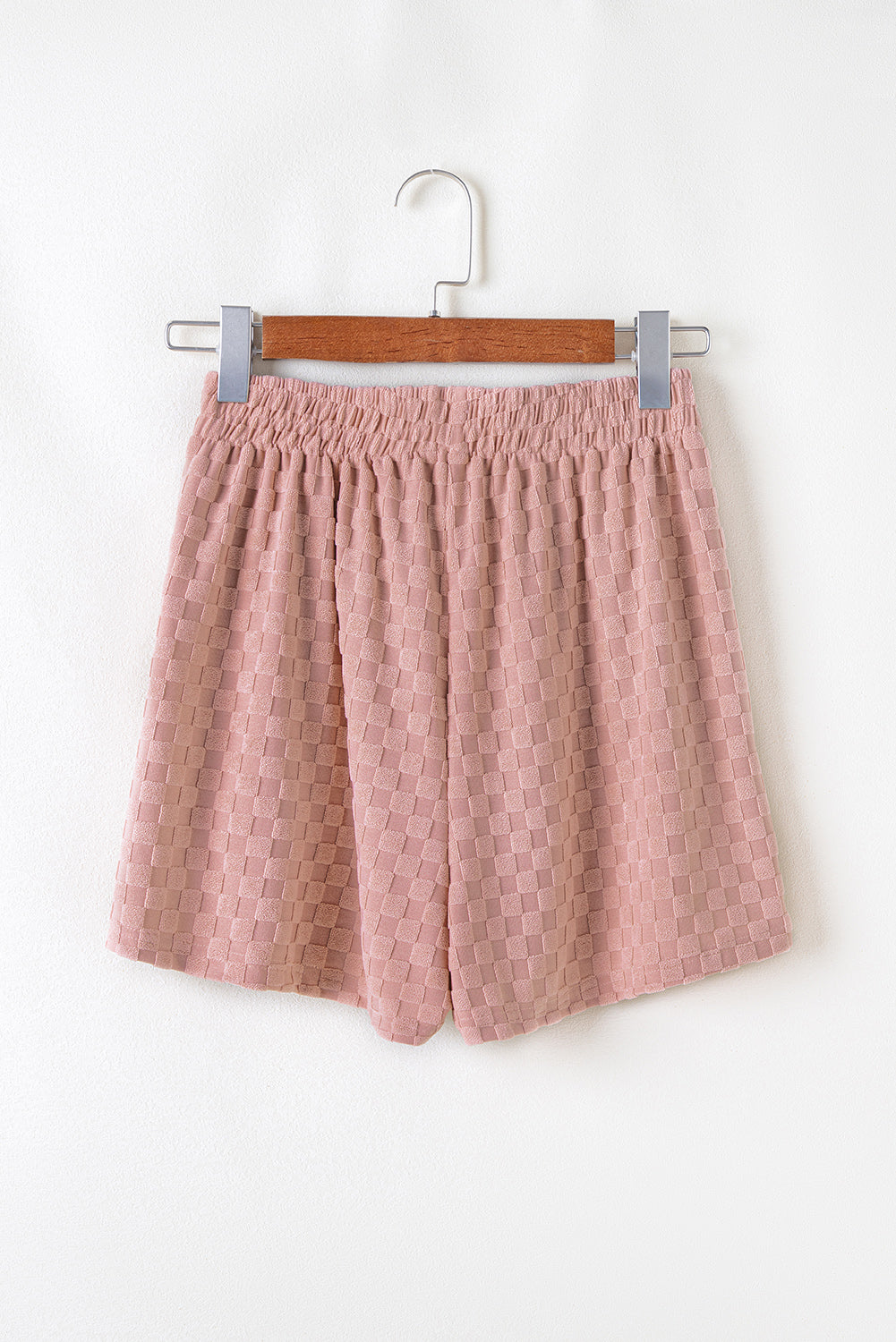 Blossom Checkered Textured Long Sleeve Top and Shorts Set Short Sets JT's Designer Fashion