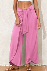 Bonbon Knotted Drop Waist Split Leg Relaxed Pants Pants & Culotte JT's Designer Fashion