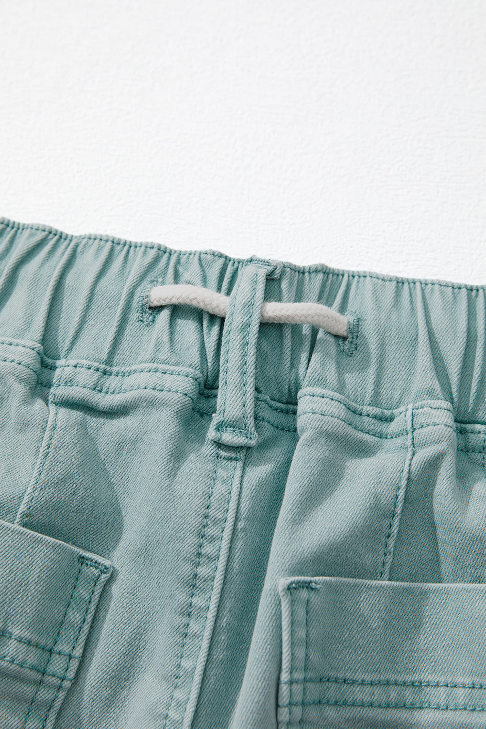 Smoke Green Mineral Wash Drawstring High Waist Wide Leg Jeans Jeans JT's Designer Fashion