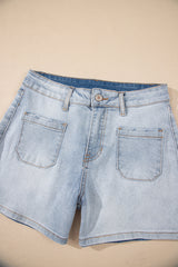 Beau Blue Light Wash High Rise Denim Shorts Denim Shorts JT's Designer Fashion
