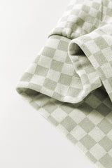 Green Checkered Print Kangaroo Pocket Drawstring Hoodie Sweatshirts & Hoodies JT's Designer Fashion