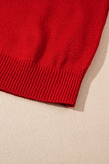 Racing Red Merry Graphic Sequin Sleeves Christmas Turtleneck Sweater Sweaters JT's Designer Fashion