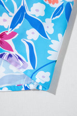 Sky Blue Floral Printed High Waist Split Wrap Long Skirt Skirts & Petticoat JT's Designer Fashion