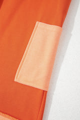 Russet Orange Two-tone Short Sleeve V Neck Patched Pocket Loose Romper Jumpsuits & Rompers JT's Designer Fashion