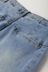 Ashleigh Blue Washed Pleated Detail Wide Leg Jeans Jeans JT's Designer Fashion