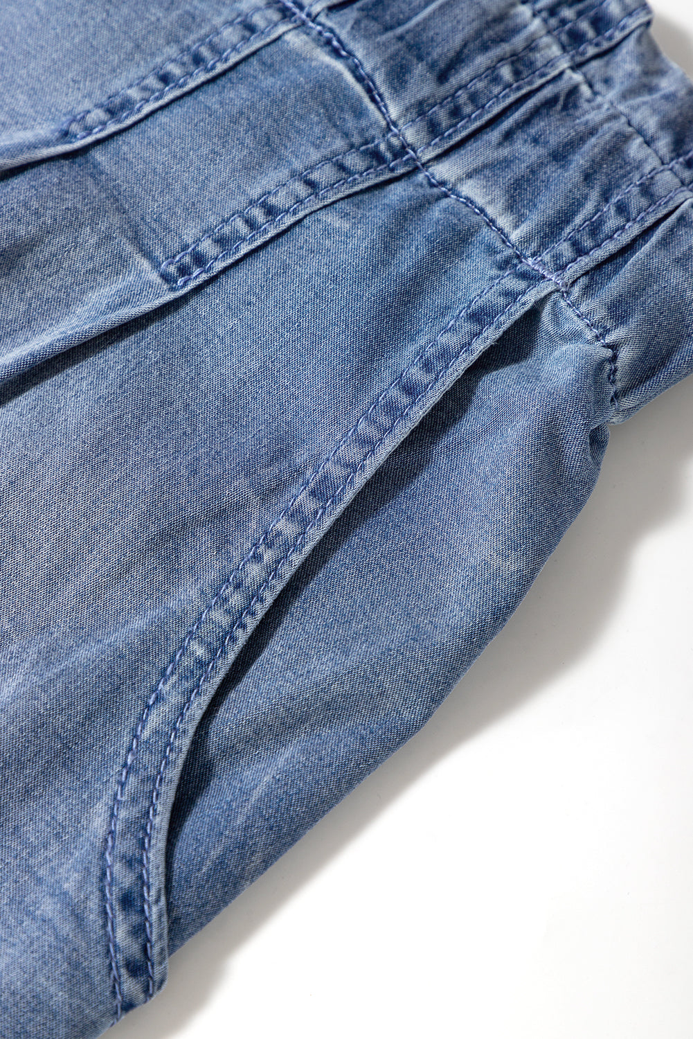 Dusk Blue Raw Hem Lace-up High Waist Plus Size Denim Shorts Plus Size Bottoms JT's Designer Fashion