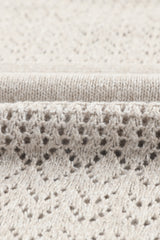 White Eyelet Pattern Detail V Neck Drop Shoulder Sweater Sweaters JT's Designer Fashion