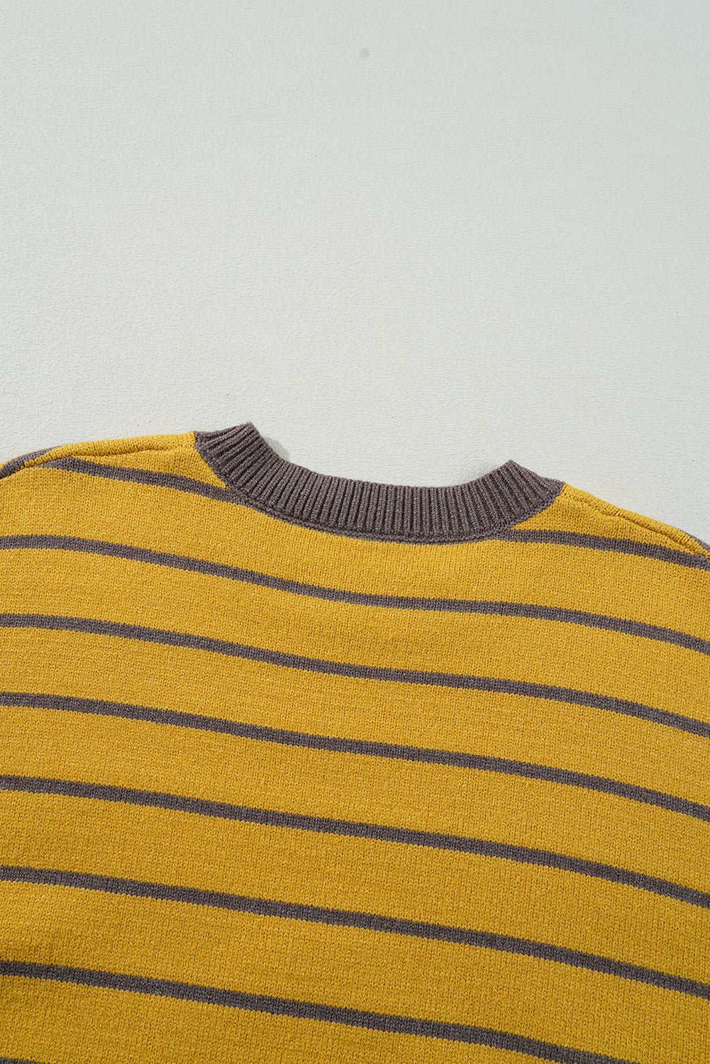 Yellow Stripe Daisy Floral Knitted Round Neck Sweater Sweaters JT's Designer Fashion