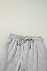 Light Grey Solid Color Fleece Lined Drawstring Waist Joggers Pants & Culotte JT's Designer Fashion
