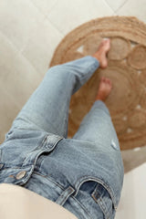 Beau Blue Slightly Distressed Ankle-length Straight Jeans Jeans JT's Designer Fashion