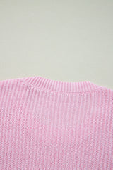 Pink Merry & Bright Pop Up Letter Waffle Knit Sweater Sweaters JT's Designer Fashion
