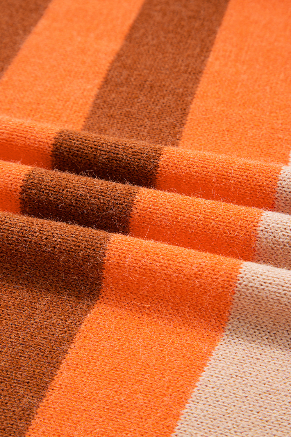 Orange Stripe Color Block High Neck Drop Shoulder Cozy Sweater Sweaters JT's Designer Fashion