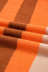 Orange Stripe Color Block High Neck Drop Shoulder Cozy Sweater Sweaters JT's Designer Fashion