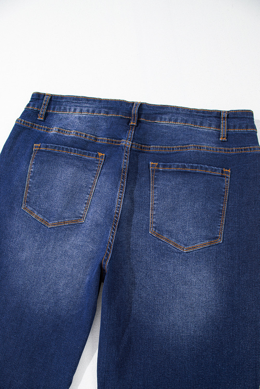 Navy Blue Plus Size Seamed Wide Leg High Waist Jeans Plus Size Bottoms JT's Designer Fashion