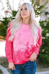 Rose Tie Dye Long Sleeve Pullover Sweatshirt Sweatshirts & Hoodies JT's Designer Fashion