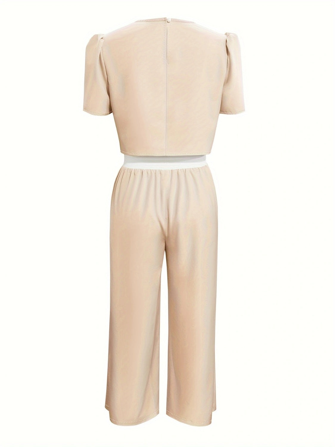 Round Neck Short Sleeve Top and Tied Pants Set Pant Sets JT's Designer Fashion