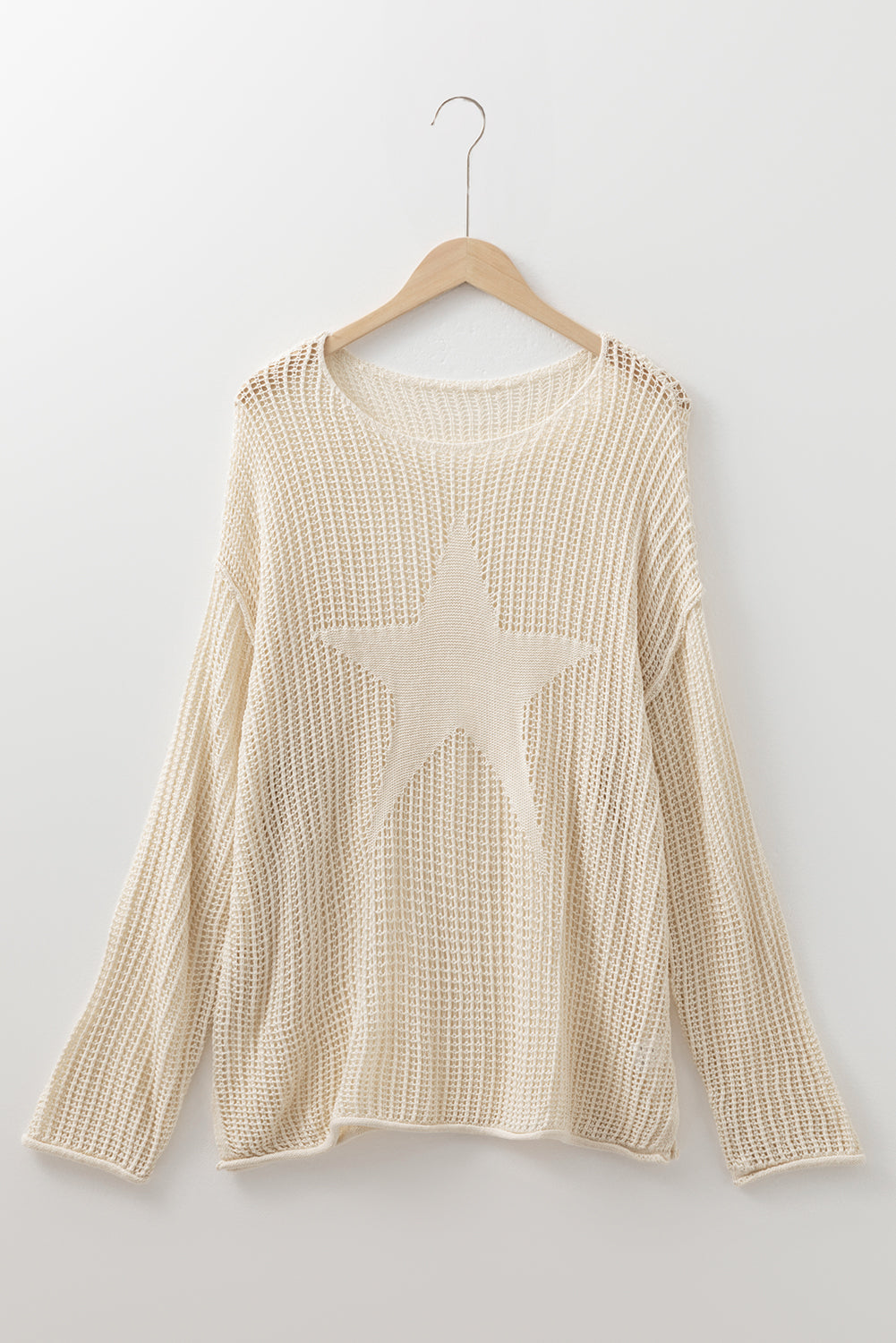 Parchment Hollow Out Knit Star Pattern Accent Plus Size Jumper Plus Size Sweaters & Cardigans JT's Designer Fashion