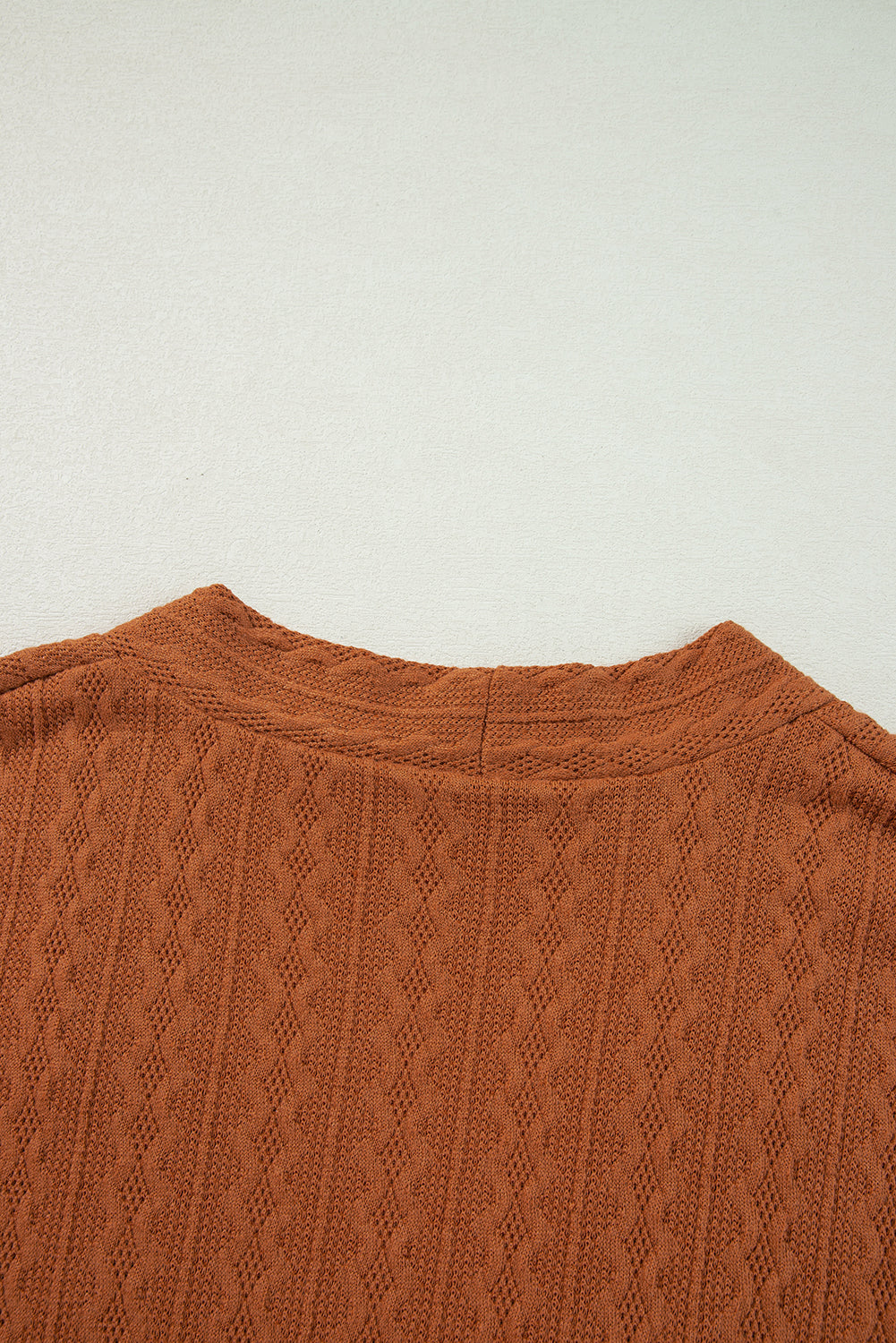 Chestnut Textured Knit Side Pockets Open Front Cardigan Cardigans JT's Designer Fashion