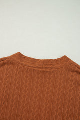 Chestnut Textured Knit Side Pockets Open Front Cardigan Cardigans JT's Designer Fashion