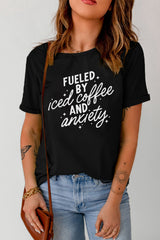 Black FUELED BY iced coffee AND anxiety Graphic Tee Graphic Tees JT's Designer Fashion