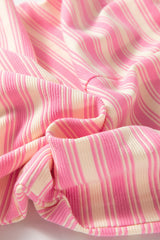 Pink Stripe Knotted Strap Patched Pocket Romper Jumpsuits & Rompers JT's Designer Fashion