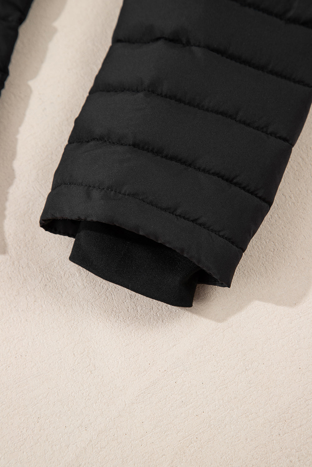 Black Solid Color Quilted Zip-up Puffer Jacket Jackets JT's Designer Fashion