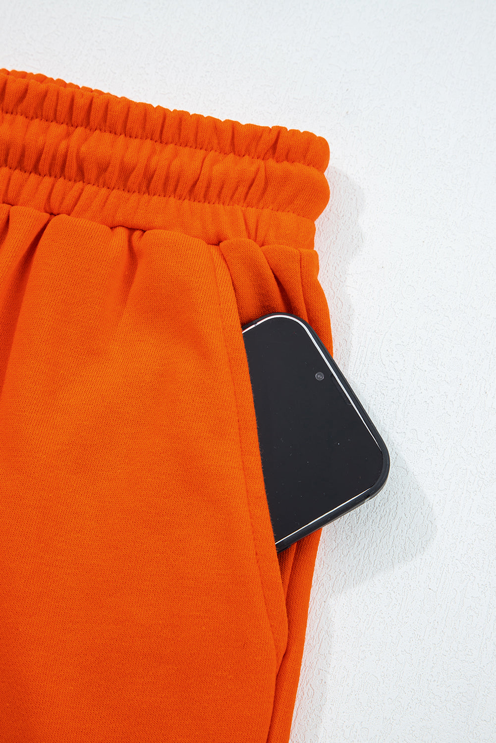 Orange Varsity Striped Sleeve Drop Shoulder Sweatshirt and Short Set Short Sets JT's Designer Fashion