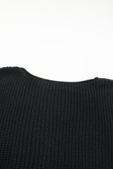 Black Floral Crochet Bell Sleeve Loose Sweater Sweaters JT's Designer Fashion