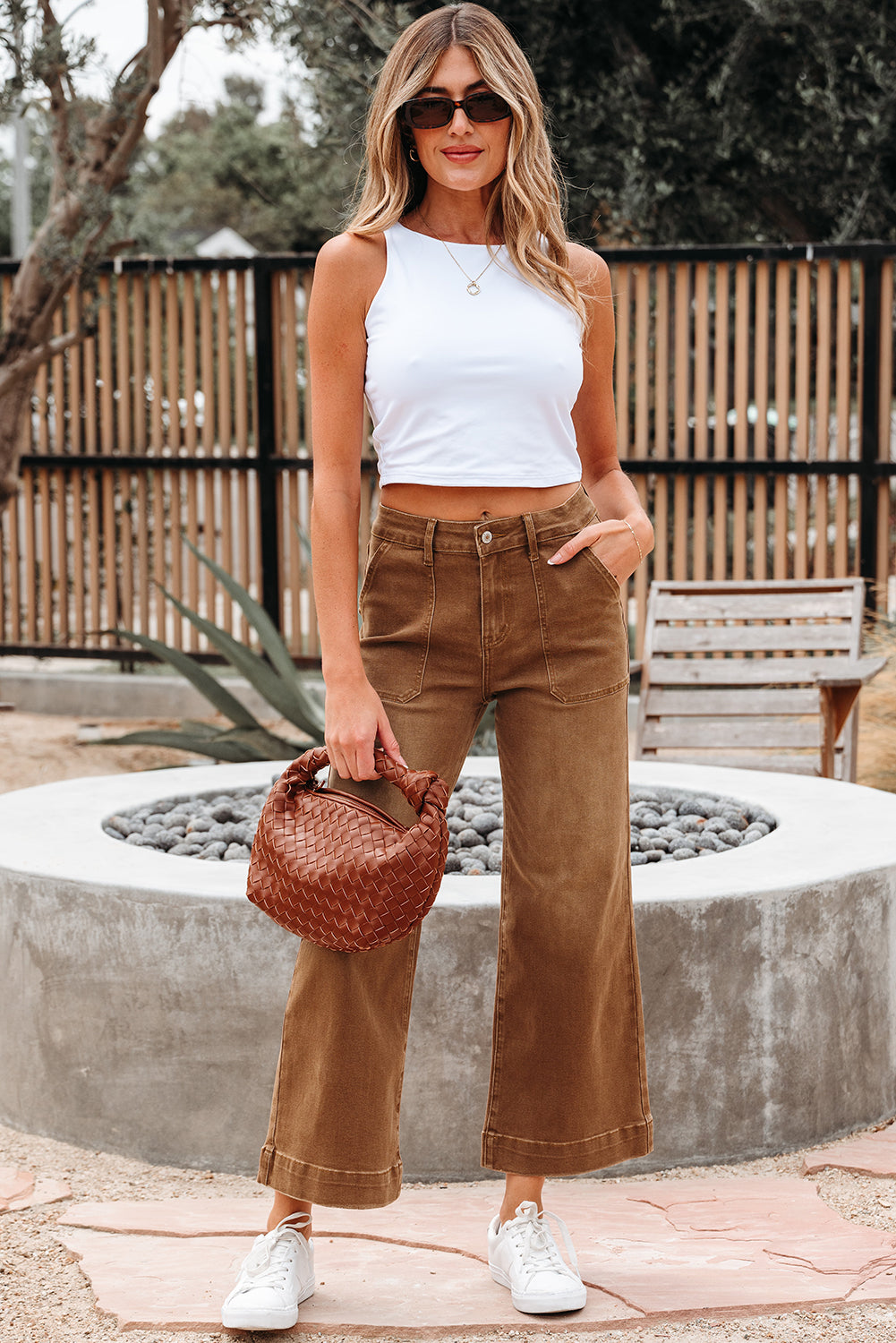 Breen Cropped High Rise Wide Leg Jeans Jeans JT's Designer Fashion