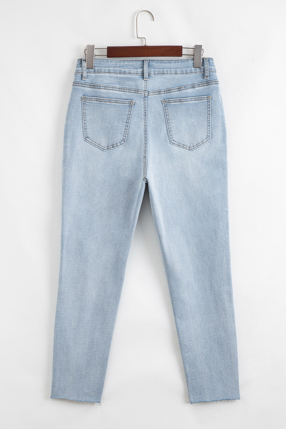 Beau Blue Mid Rise Ankle-Length Distressed Skinny Jeans Jeans JT's Designer Fashion