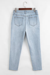 Beau Blue Mid Rise Ankle-Length Distressed Skinny Jeans Jeans JT's Designer Fashion