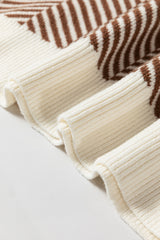 Coffee Contrast Edge Crew Neck Drop Shoulder Sweater Sweaters JT's Designer Fashion