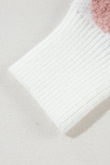 White Textured Flower Drop Shoulder Loose Sweater Sweaters JT's Designer Fashion