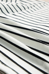 Black white Stripes Printed Half Button Long Sleeve Top and Shorts Set Short Sets JT's Designer Fashion