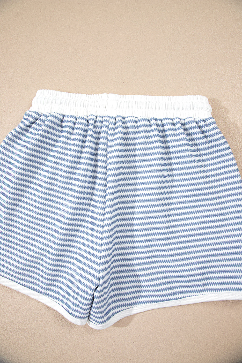 Myosotis Contrast Trim Striped Vest Drawstring Shorts Set Short Sets JT's Designer Fashion