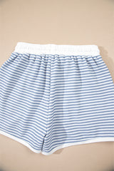 Myosotis Contrast Trim Striped Vest Drawstring Shorts Set Short Sets JT's Designer Fashion