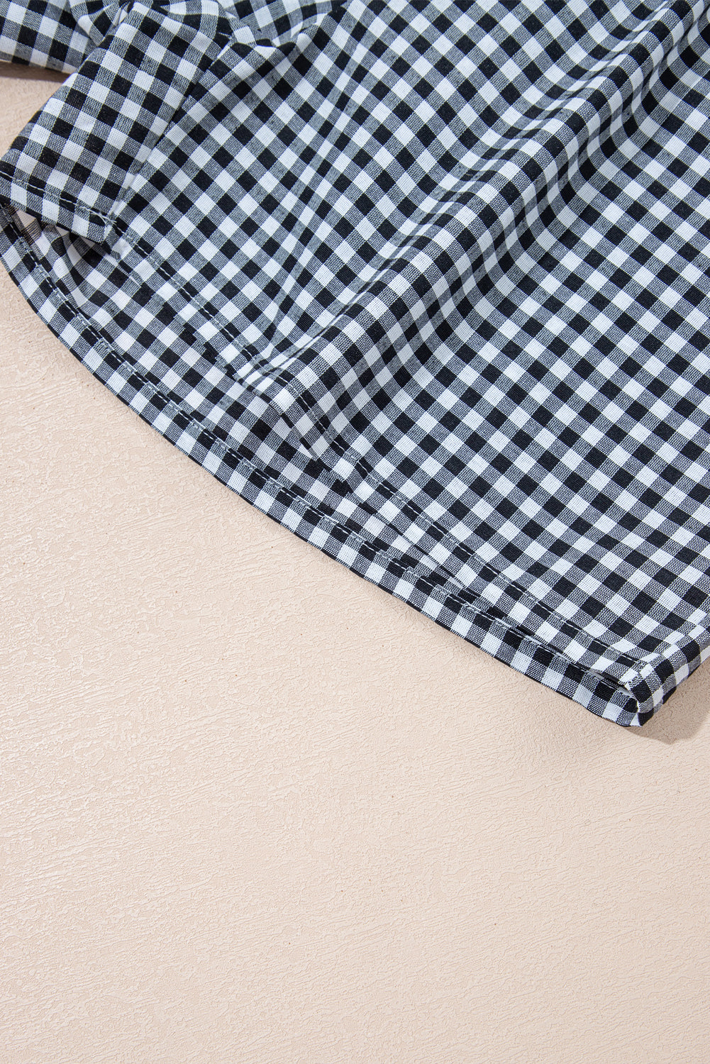 Black Gingham Printed High Waist Shorts Casual Shorts JT's Designer Fashion