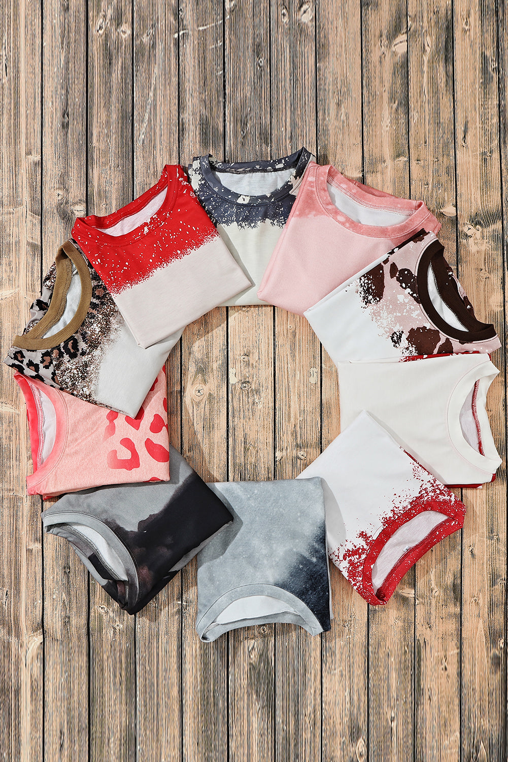 Fiery Red Tie-dyed Crew Neck Pullover Sweatshirt Sweatshirts & Hoodies JT's Designer Fashion