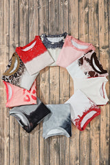Fiery Red Tie-dyed Crew Neck Pullover Sweatshirt Sweatshirts & Hoodies JT's Designer Fashion