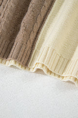Mist Green Plus Size Cable Knit Color Block Drop Shoulder Sweater Plus Size Sweaters & Cardigans JT's Designer Fashion