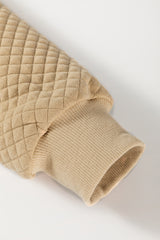 Pale Khaki Solid Geometric Textured Baseball Collar Jacket Jackets JT's Designer Fashion