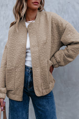 Light French Beige Floral Quilted Jacket Jackets JT's Designer Fashion